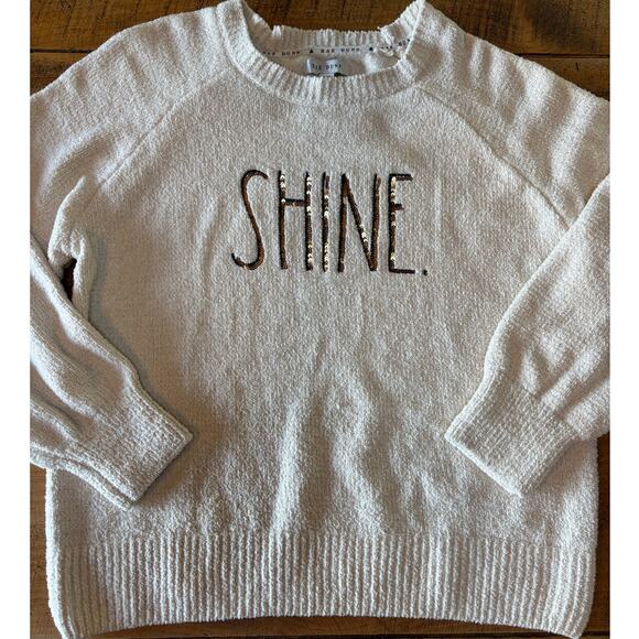NWT Rae Dunn "Shine" Womens Christmas Holiday Pullover Sweater Stretch Size XL - Picture 1 of 9